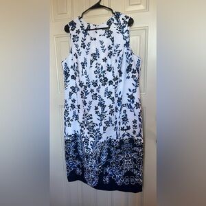 Jessica London Blue and White Floral Midi Dress